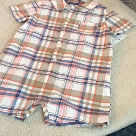 CARTERS BOY 24 MONTH BUTTON UP FRONT SNAPS MIDDLE NWT 100% ALGODON COTTON ROMPER - Picture 7 of 9